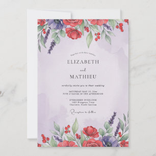 Invitation Mariage Rouge Violet Coquelicot