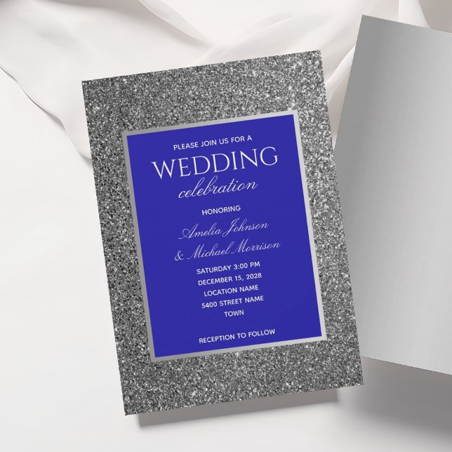 Invitation Mariage Royal Bleu et Argent (Créateur téléchargé)