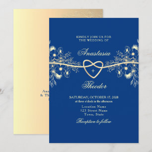 Invitation Mariage Royal Bleu et Or
