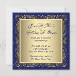 Invitation Mariage Royal Bleu et Or