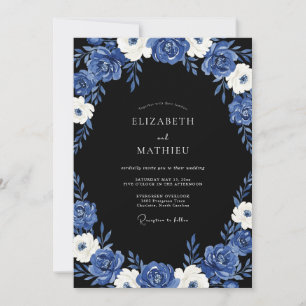 Invitation Mariage Royal Bleu Soirée Dramatique