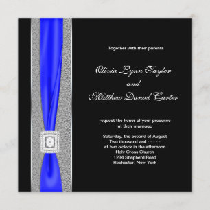 Invitation Mariage Royal Blue Black Blue Bow