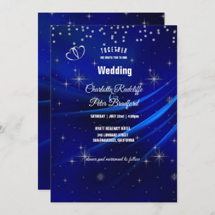 Invitation Mariage Royal Blue Diamonds and Hearts