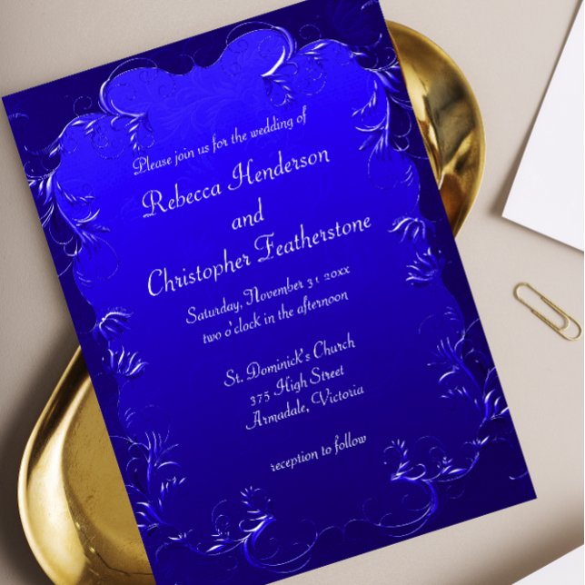 Invitation Mariage Royal Blue Elegance (Créateur téléchargé)