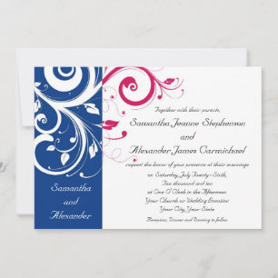 Invitation Mariage Royal Blue/Fuchsia Swirl
