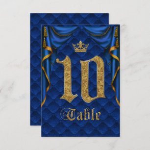 Invitation Mariage Royal Blue Gold Couronne Numéro de tableau