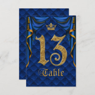 Invitation Mariage Royal Blue Gold Crown Numéro de tableau 13