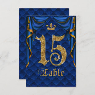 Invitation Mariage Royal Blue Gold Crown Numéro de tableau 15