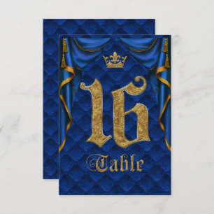Invitation Mariage Royal Blue Gold Crown Numéro de tableau 16