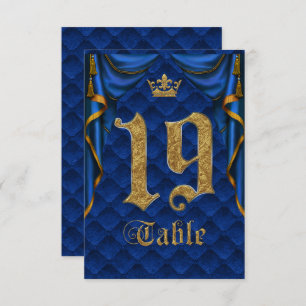 Invitation Mariage Royal Blue Gold Crown Numéro de tableau 19