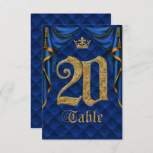 Invitation Mariage Royal Blue Gold Crown Numéro de tableau 20