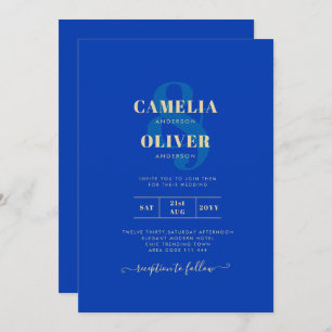 Invitation Mariage Royal Blue Monochrome moderne INVITE