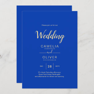 Invitation Mariage Royal Blue Monochrome moderne INVITE
