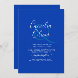 Invitation Mariage Royal Blue Monochrome moderne INVITE