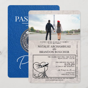 Invitation Mariage Royal Blue Paris Passport