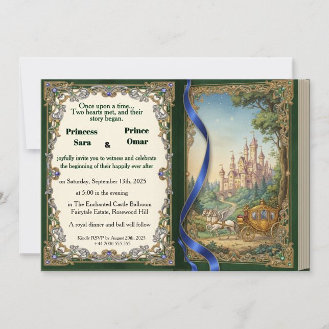 Invitation Mariage royal de conte de fées Il était une fois u (Devant)