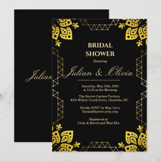 Invitation Mariage Royal de Luxe Noir et Or