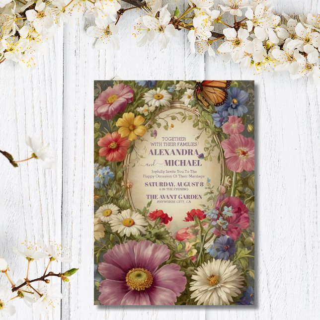 Invitation Mariage royal de Victoria Whimsical Floral Ornemen (Créateur téléchargé)
