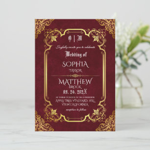 Invitation Mariage Royal d'Or de Bourgogne Médiéval