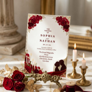 Invitation Mariage Royal Élégant Luxueux Monogramme Or