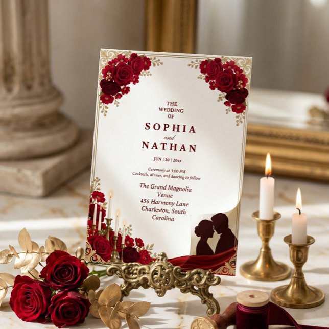Invitation Mariage Royal Élégant Luxueux Monogramme Or (Créateur téléchargé)