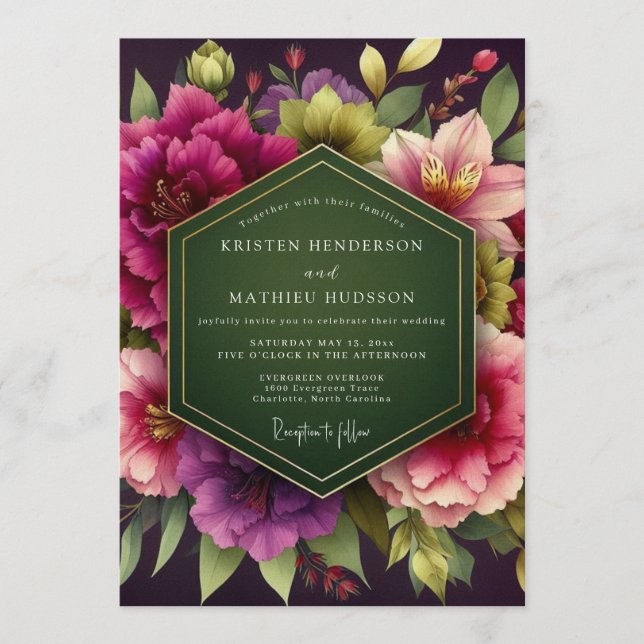 Invitation Mariage Royal Émeraude Vert Sombre (Devant)