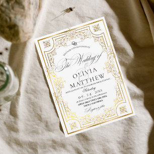 Invitation Mariage Royal Gold et White Script