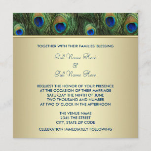 Invitation Mariage Royal Indien Paon Or Vert Emeraude