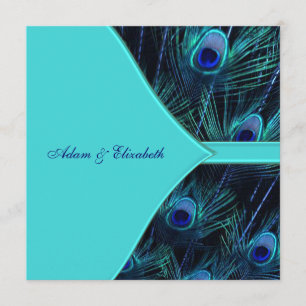 Invitation Mariage Royal Paon Bleu Turquoise