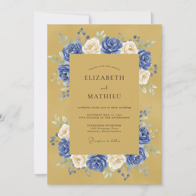 Invitation Mariage Royal Solennel Ocre (Devant)