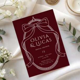 Invitation mariage royal vintage burgundy écriture cursive
