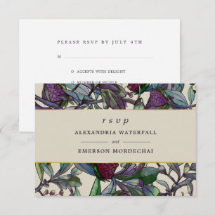 Invitation Mariage RSVP aquarelle botanique violet floral