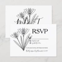Mariage RSVP Art Linéaire Fleur de Botanique Minim