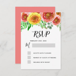 Invitation Mariage RSVP Blush Rose Floral Elegant Aquarelle