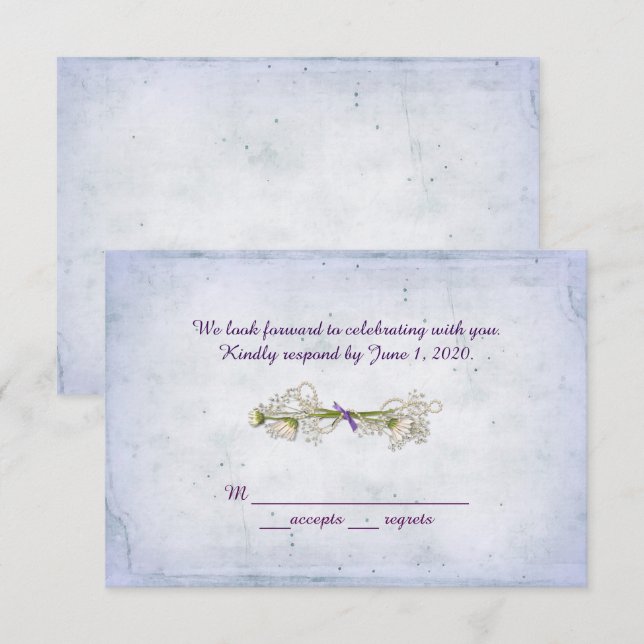 Invitation Mariage RSVP - bouquet de marguerite avec perles (Devant / Derrière)