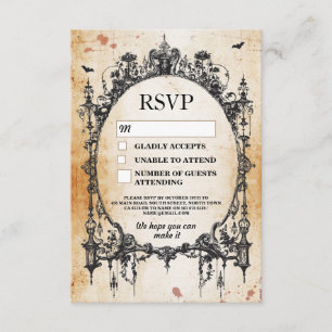 Invitation Mariage RSVP cadre gothique Rustique Halloween Car