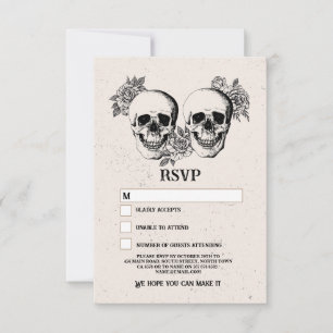 Invitation Mariage RSVP crâne gothique Rustique Halloween Car