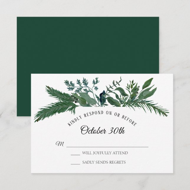 Invitation Mariage RSVP de la feuille de feuillage de la mont (Devant / Derrière)