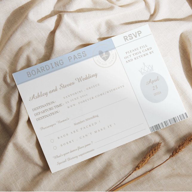 Invitation Mariage RSVP du passeport Boho bleu (Créateur téléchargé)