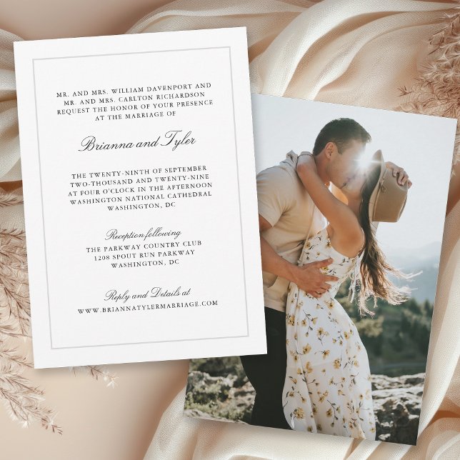 Invitation Mariage RSVP élégant de script classique formel (Available in both printed and paperless digital download formats!)