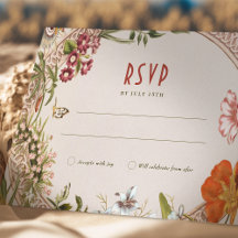 Mariage RSVP fleur sauvage Insérer Vintage