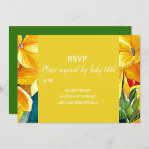 Invitation Mariage RSVP fleurs jaunes pays rustique