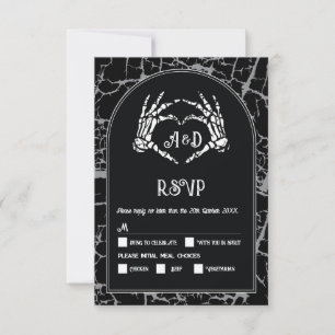 Invitation Mariage RSVP Gothique Halloween Squelette Mains Co