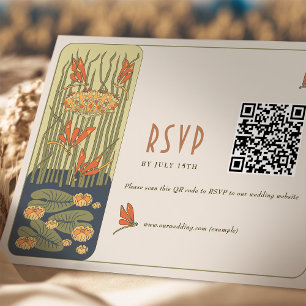 Invitation Mariage RSVP QR Code Art Nouveau Vintage