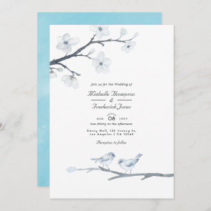 Invitation Mariage RSVP QR Code de fleurs de cerisiers blancs
