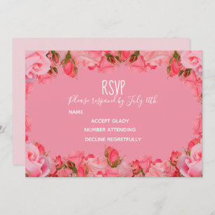 Invitation Mariage RSVP rose pastel blush thème rose