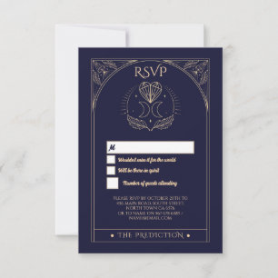 Invitation Mariage RSVP Tarot Lune Étoiles Coeurs Répondre Ca