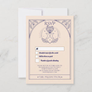 Invitation Mariage RSVP Tarot Lune Étoiles Coeurs Répondre Ca