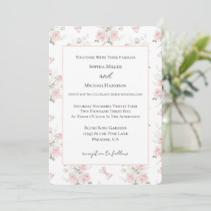 Invitation Mariage Rubans Roses Rose Tendre