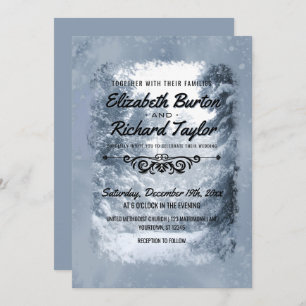 Invitation Mariage Russe des pins Blue Winter Wonderland